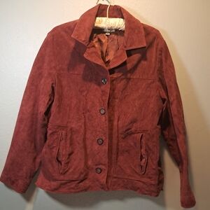 Territory Ahead‎ Genuine Leather Jacket Blazer L Womens Cranberry Red
